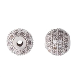 10 mm perle med klare cubic zirkonia sten